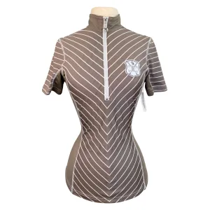 Goode Rider 'Ideal' Polo in Taupe Stripes - Women's Small