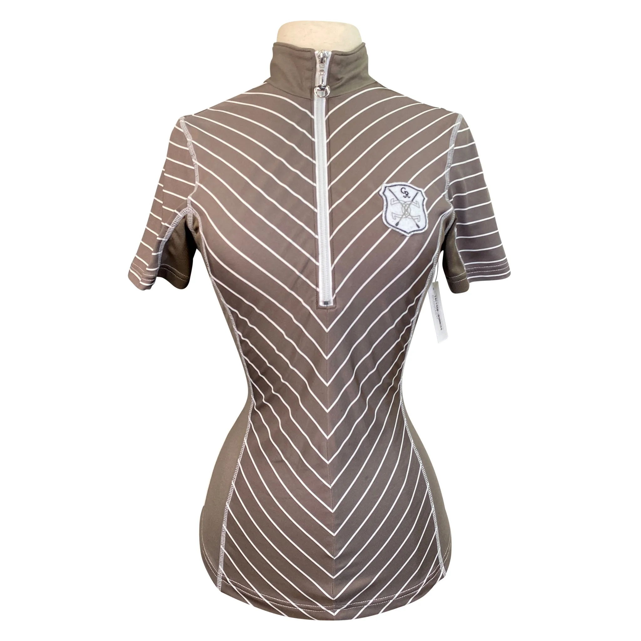 Goode Rider 'Ideal' Polo in Taupe Stripes - Women's Small