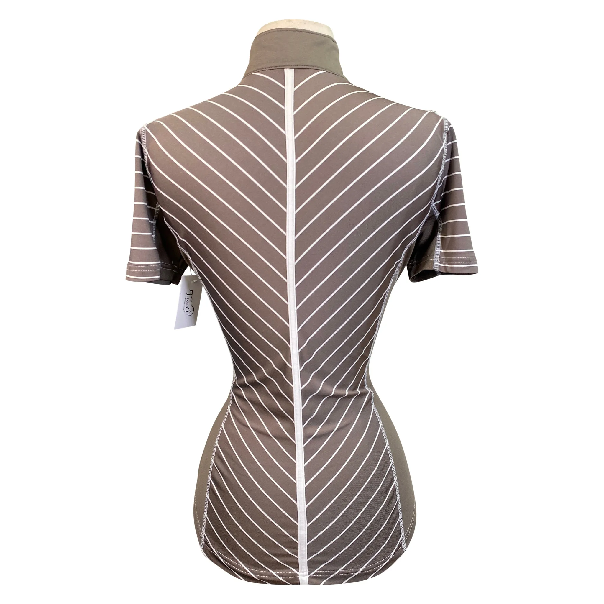 Goode Rider 'Ideal' Polo in Taupe Stripes - Women's Small
