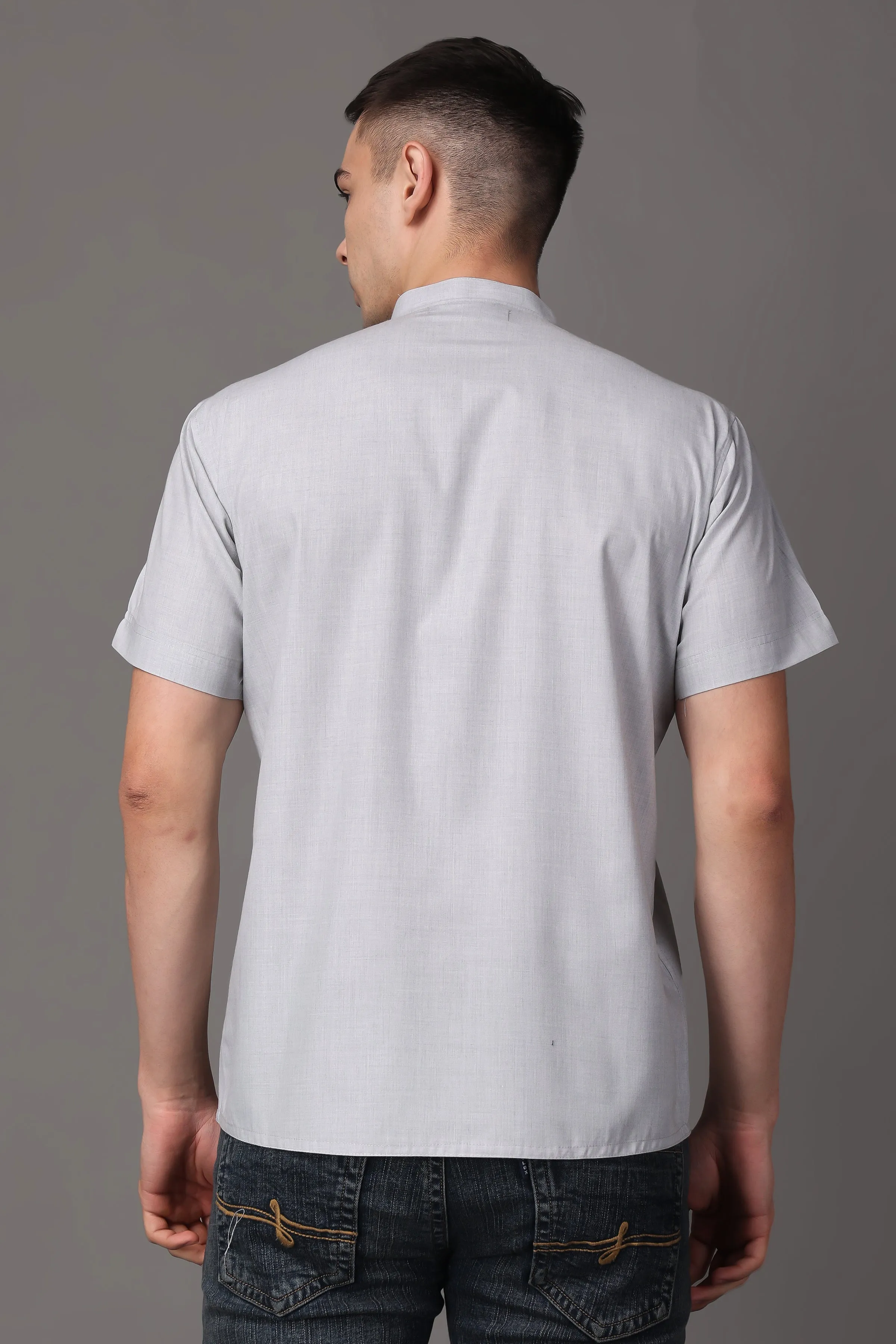 Grey Essential Solid Short Kurta