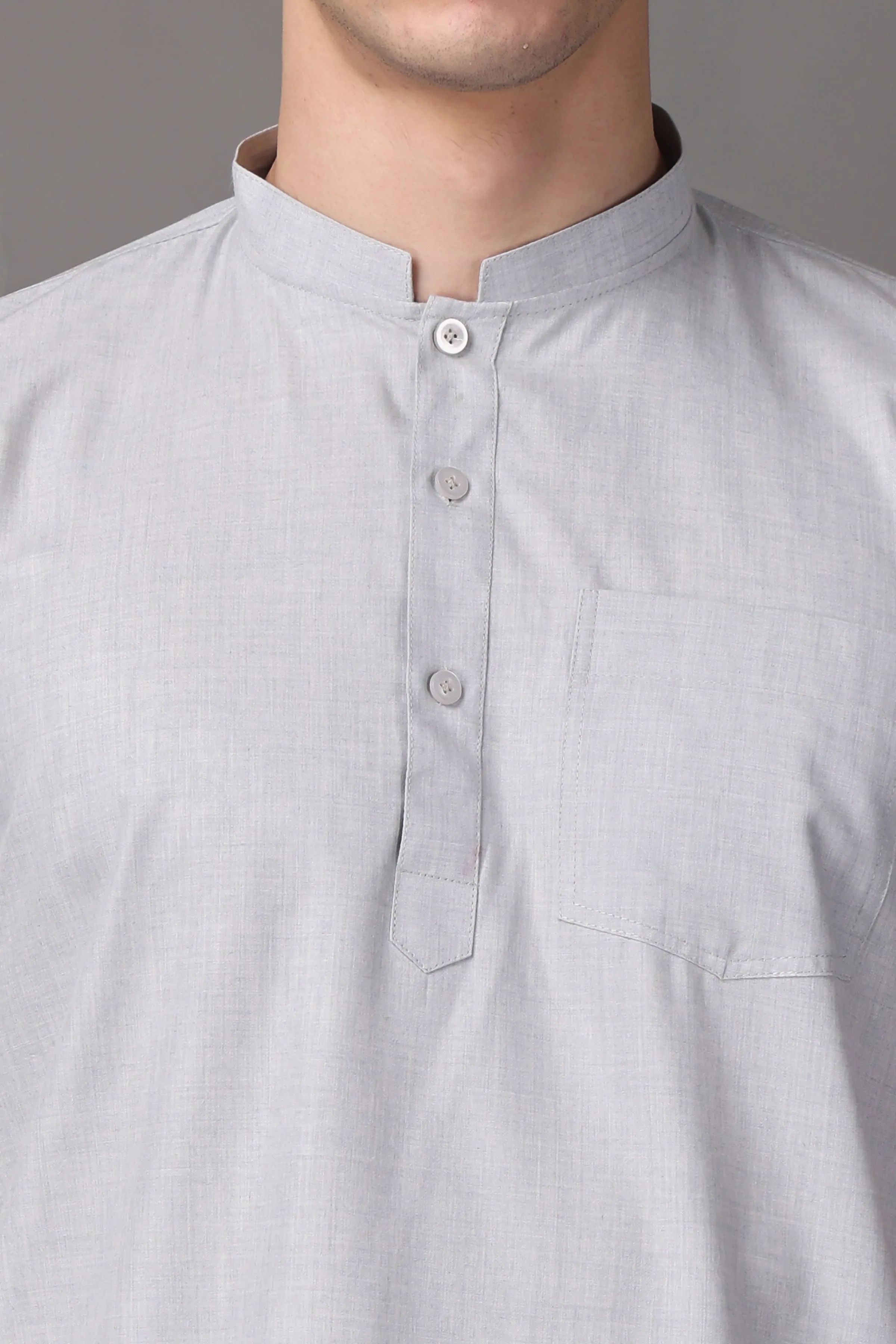 Grey Essential Solid Short Kurta