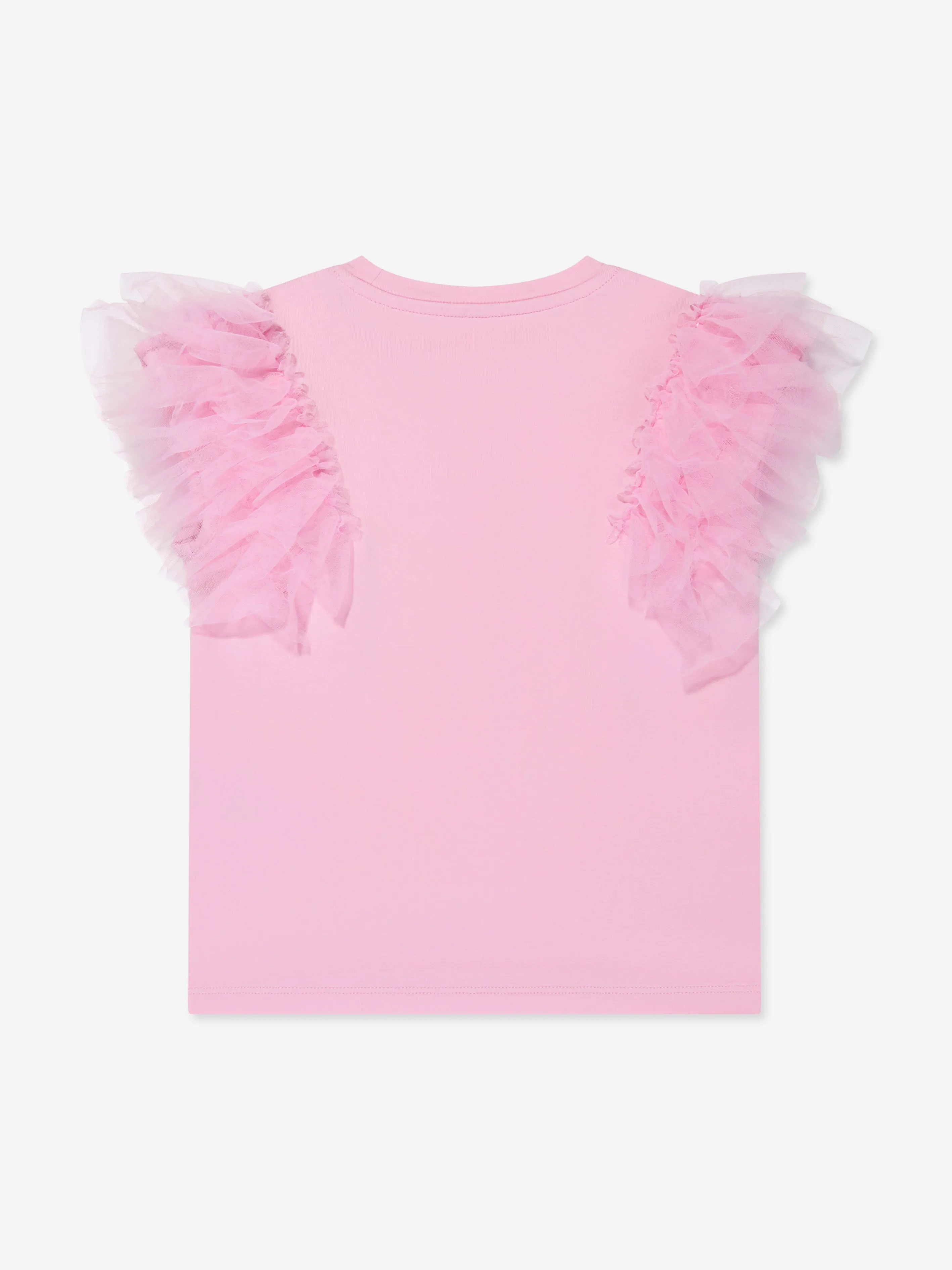 Guess Girls Tulle Sleeve T-Shirt in Pink