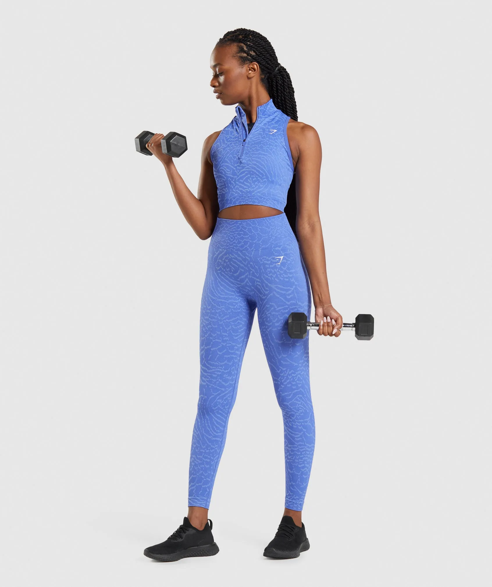 Gymshark Adapt Animal Seamless Crop 1/2 Zip - Court Blue