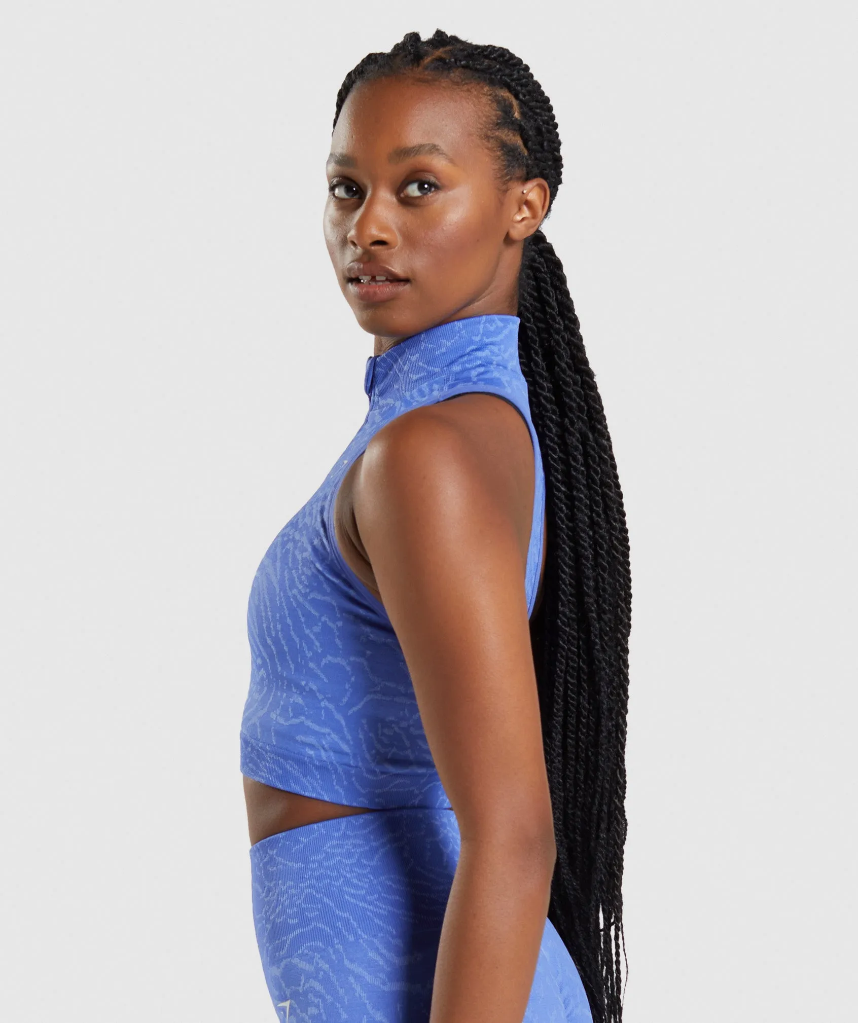Gymshark Adapt Animal Seamless Crop 1/2 Zip - Court Blue