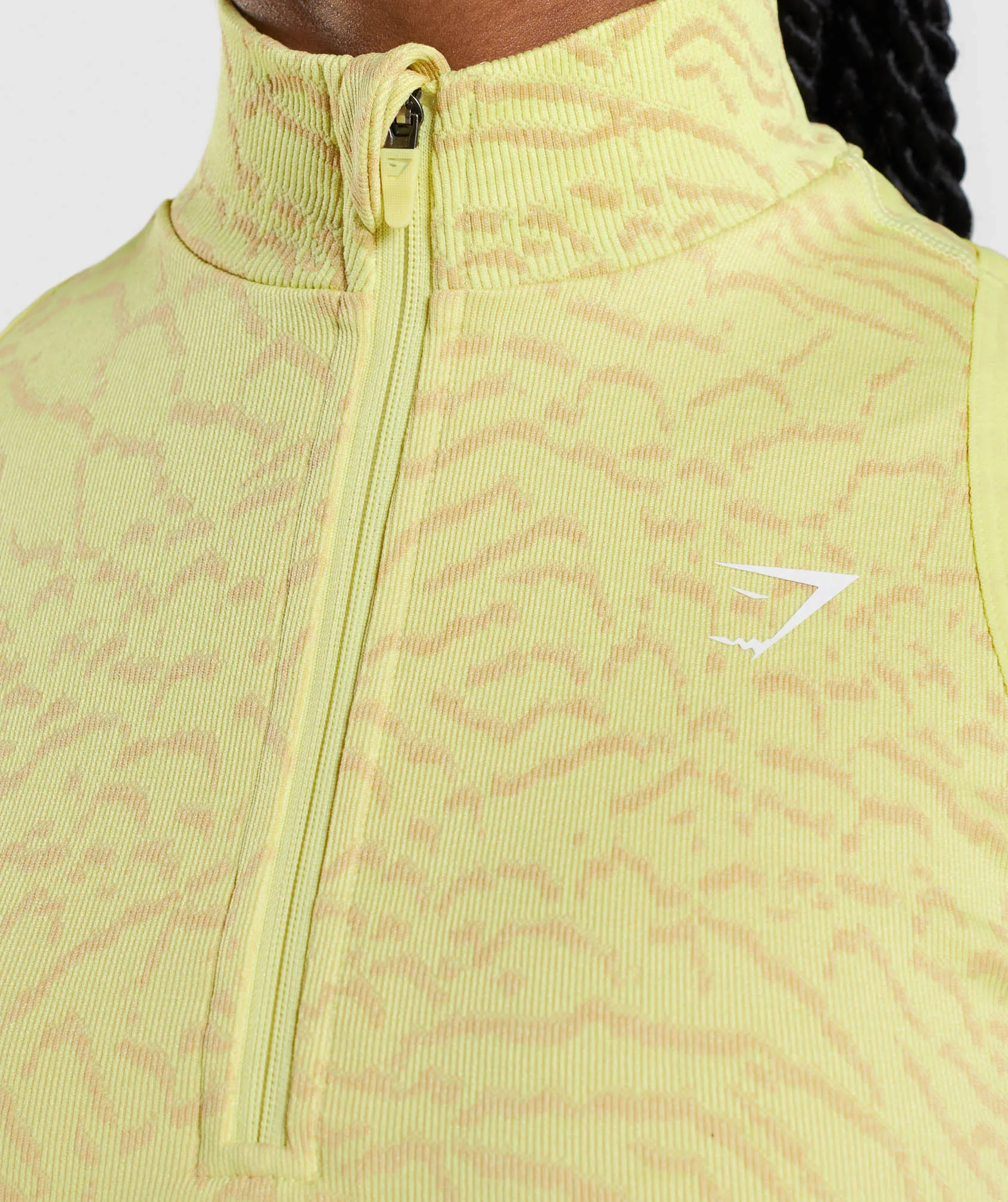 Gymshark Adapt Animal Seamless Crop 1/2 Zip - Firefly Yellow