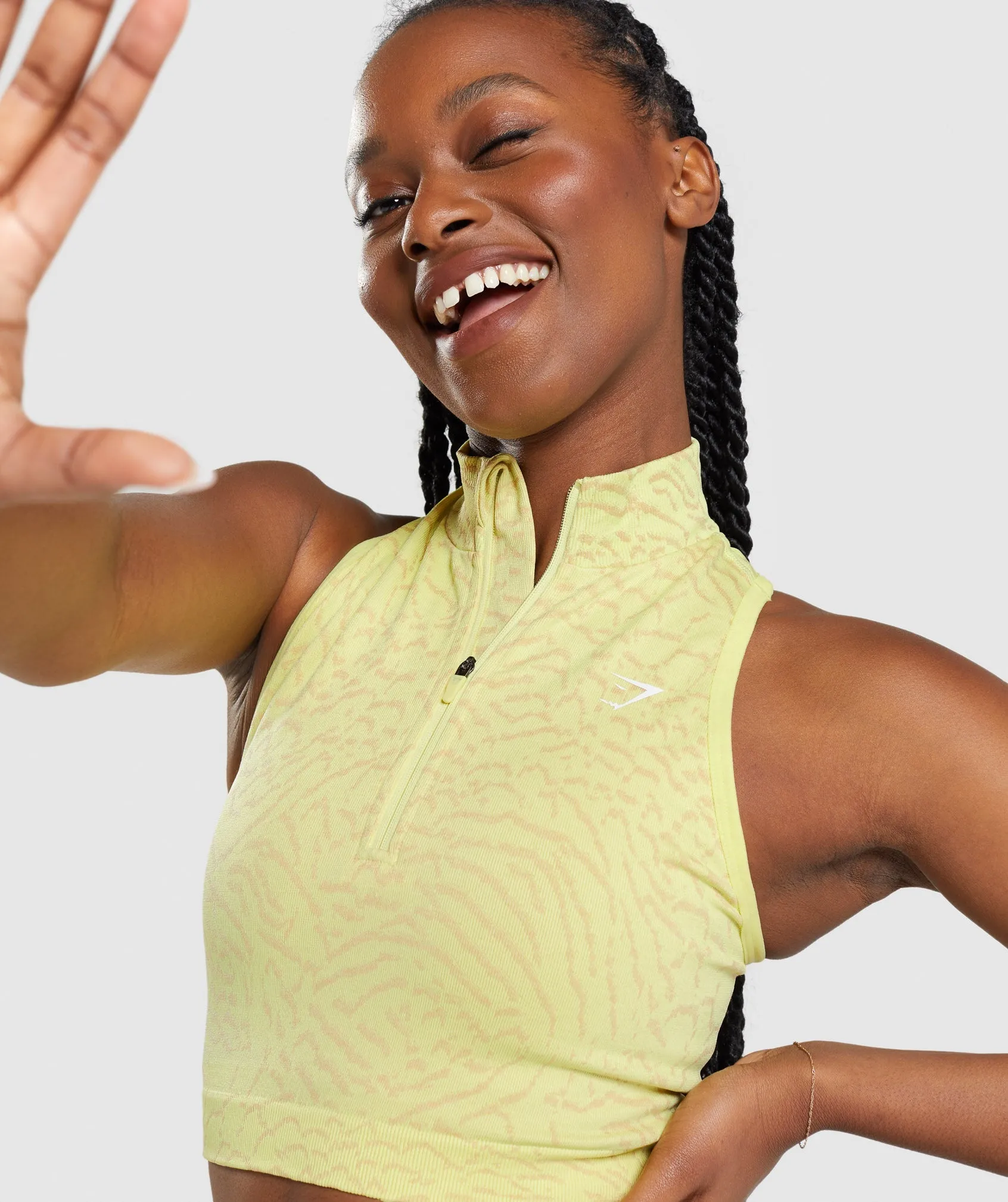 Gymshark Adapt Animal Seamless Crop 1/2 Zip - Firefly Yellow