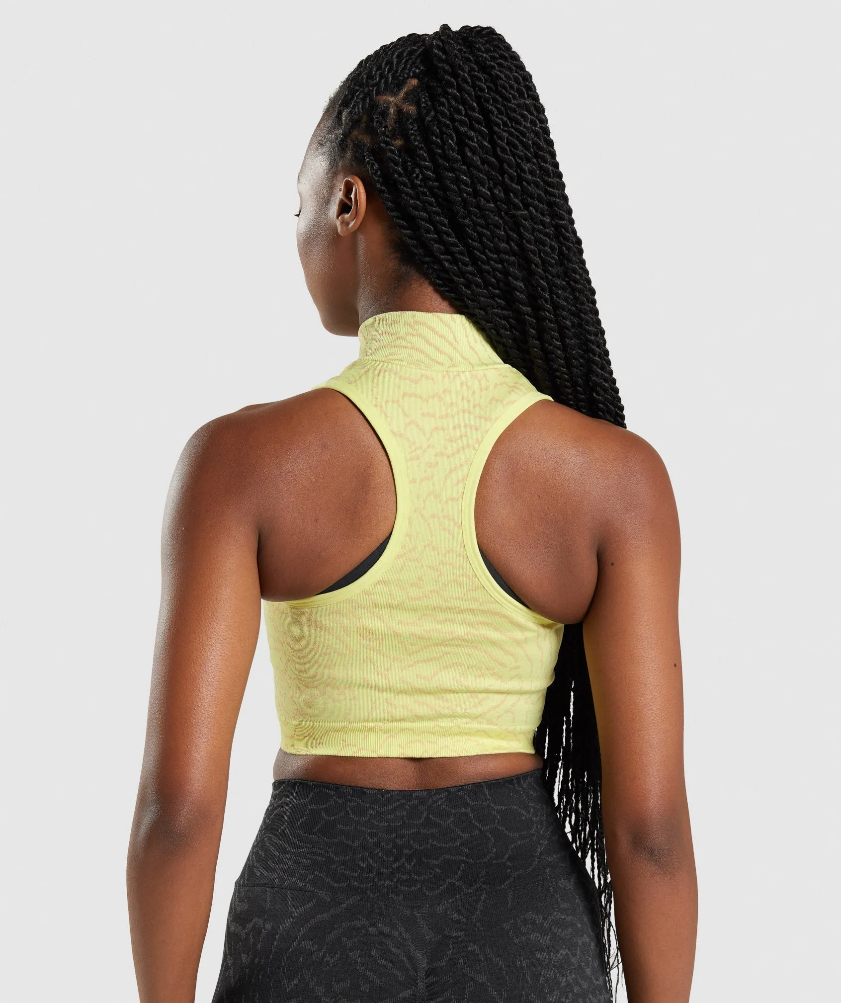 Gymshark Adapt Animal Seamless Crop 1/2 Zip - Firefly Yellow