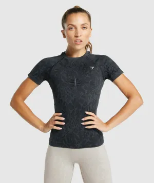 Gymshark Adapt Animal Seamless T-Shirt - Butterfly | Black