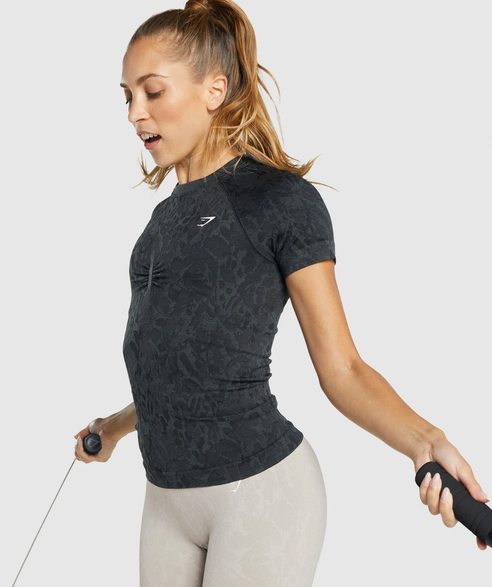Gymshark Adapt Animal Seamless T-Shirt - Butterfly | Black