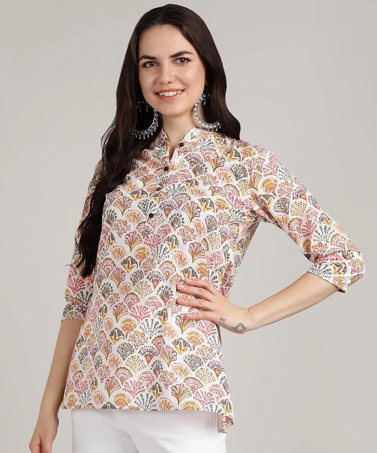 Hand Block Printed Cotton Short Kurti for Women