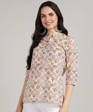 Hand Block Printed Cotton Short Kurti for Women