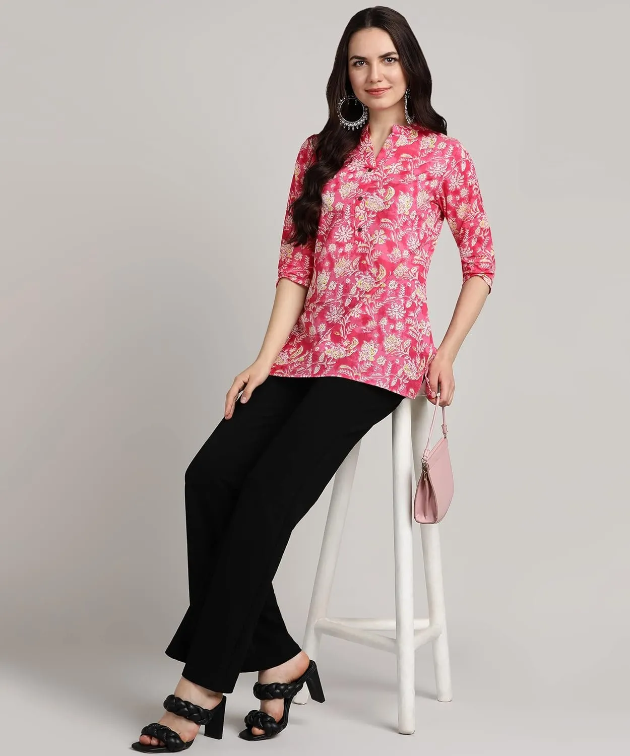 Handmade Cotton Hand Block Printed Short Kurti for Women