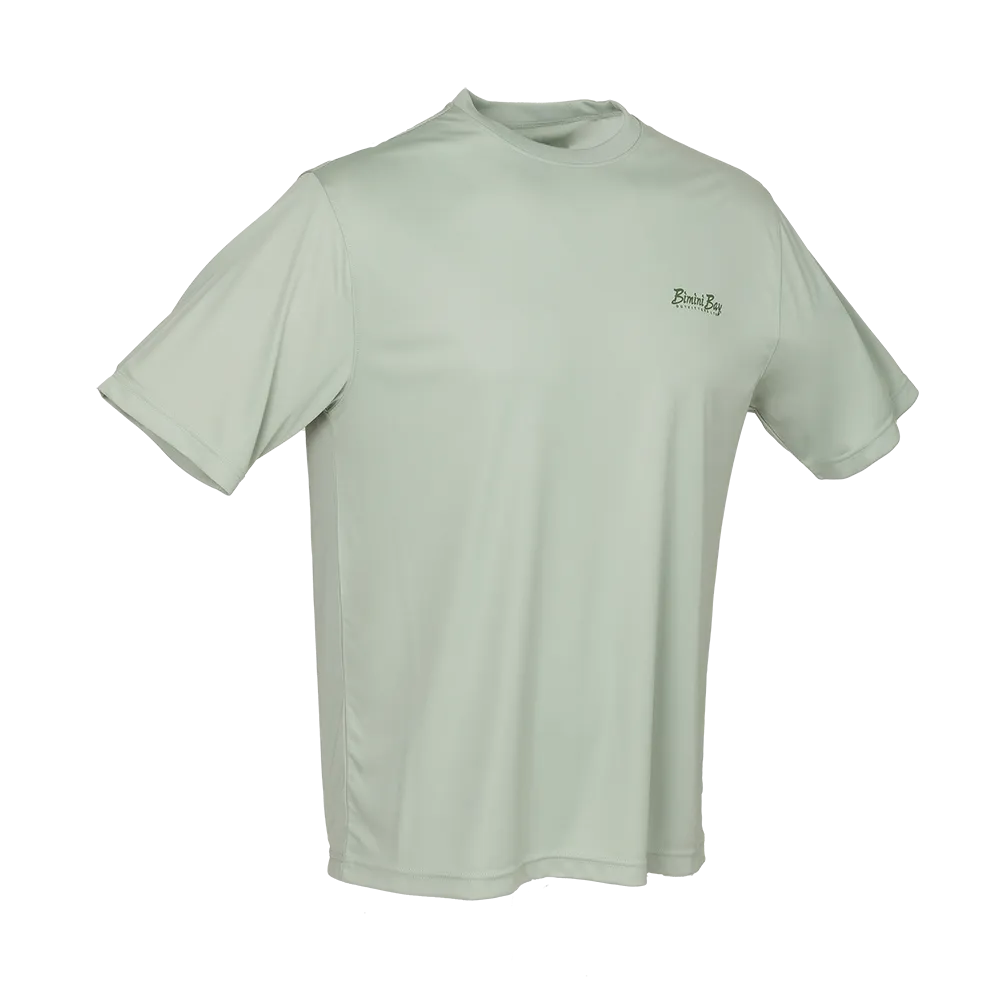 Hook M' Men's Freshwater Short Sleeve Performance Shirt - Light Sage Bass Slam