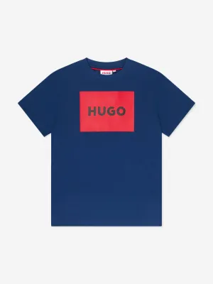 Hugo Boys Square Logo T-Shirt in Blue