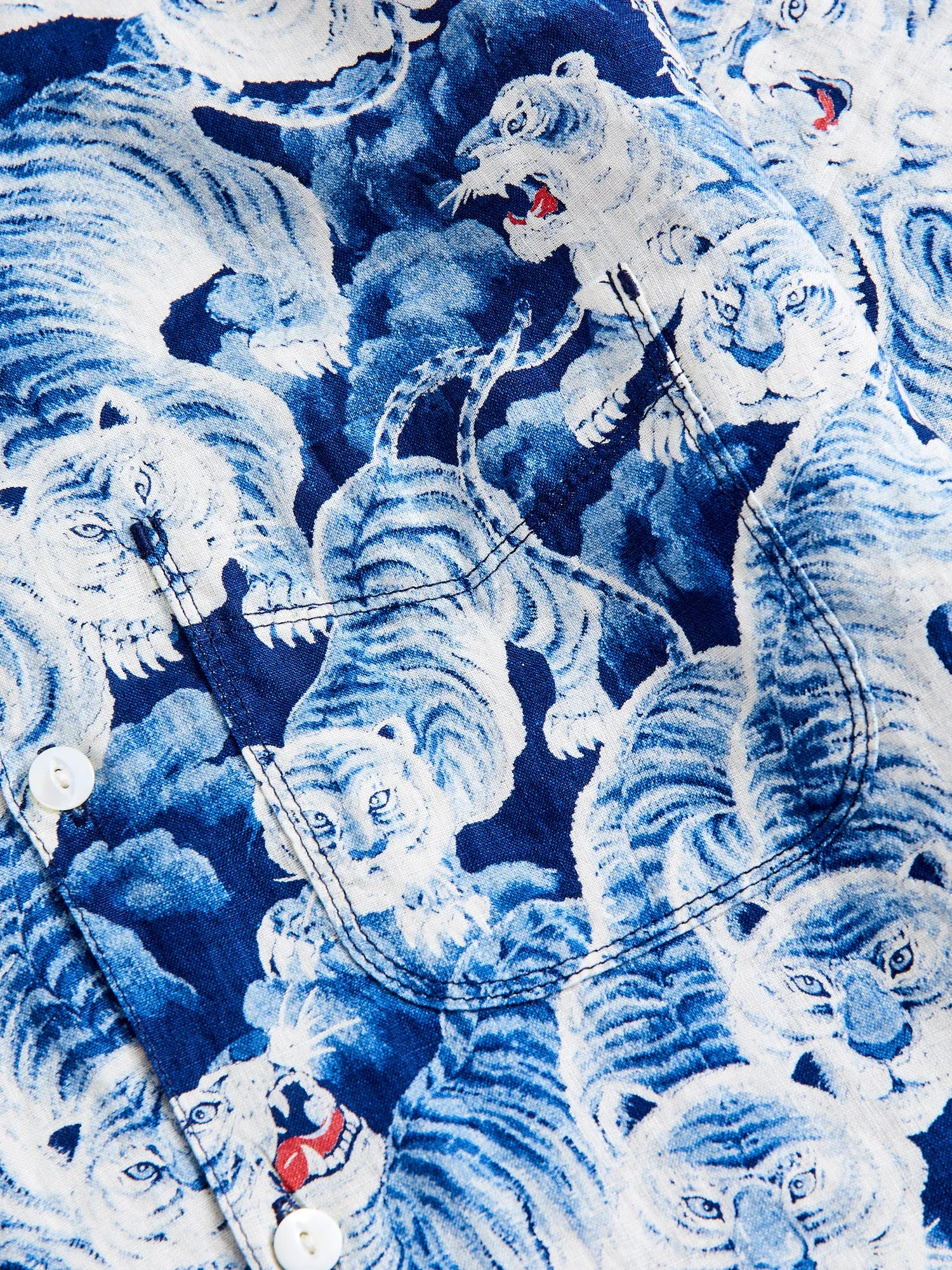 Ice Tiger Hawaiian Shirt in Indigo