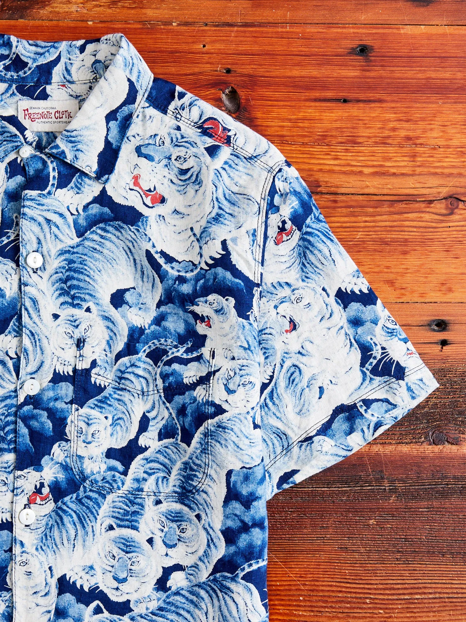Ice Tiger Hawaiian Shirt in Indigo