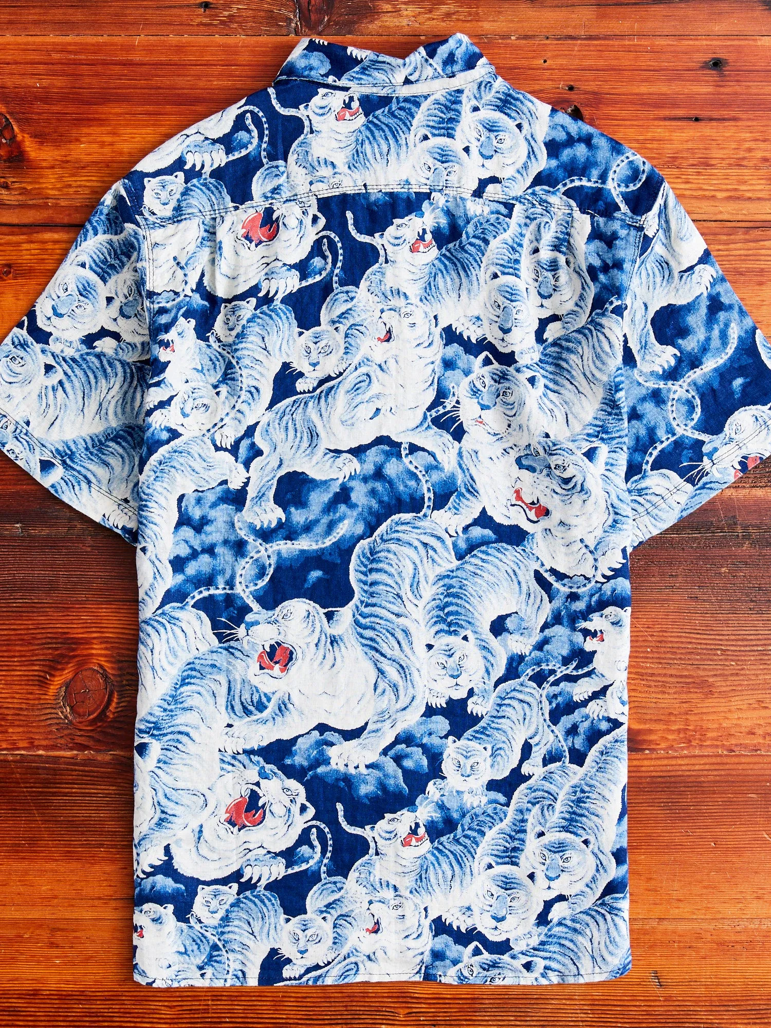 Ice Tiger Hawaiian Shirt in Indigo