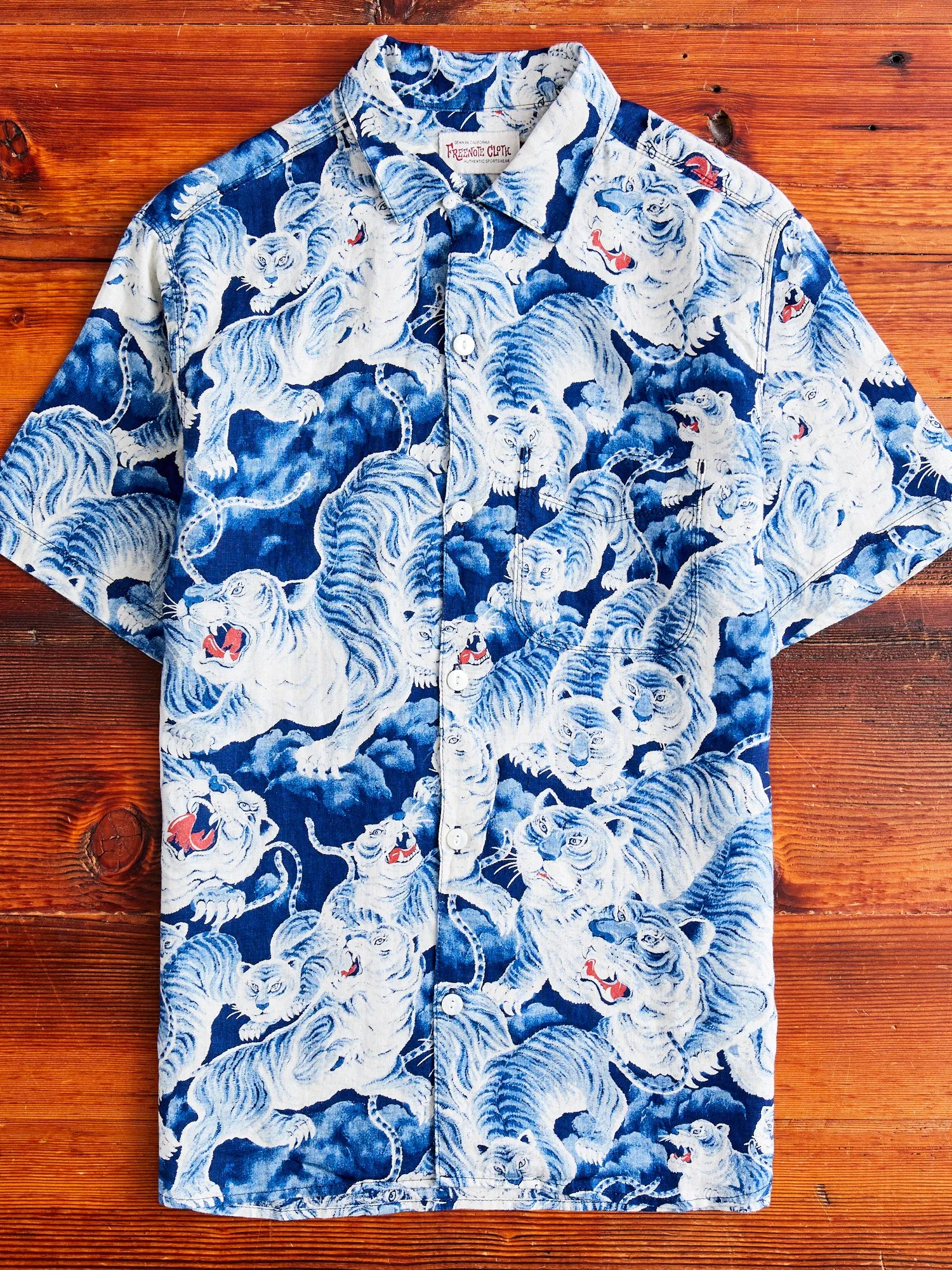 Ice Tiger Hawaiian Shirt in Indigo