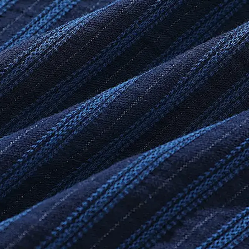 Indigo dobby stripe oversize camp shirt