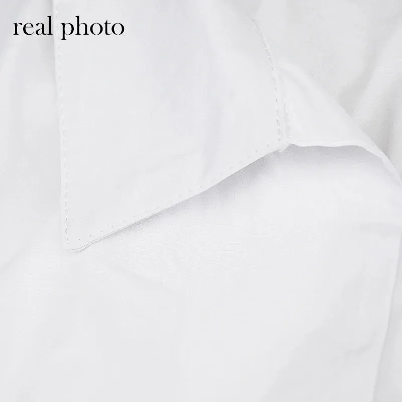 Kuala Button Ruched White Puff Sleeve Top (Baddie)