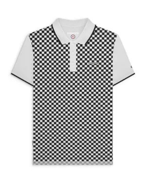 Lambretta Men's SS1224 Two Tone AOP Polo Shirt White