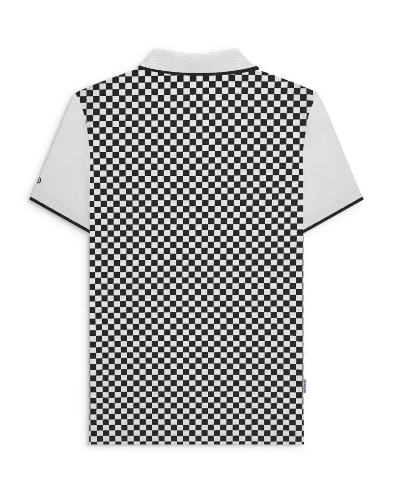 Lambretta Men's SS1224 Two Tone AOP Polo Shirt White