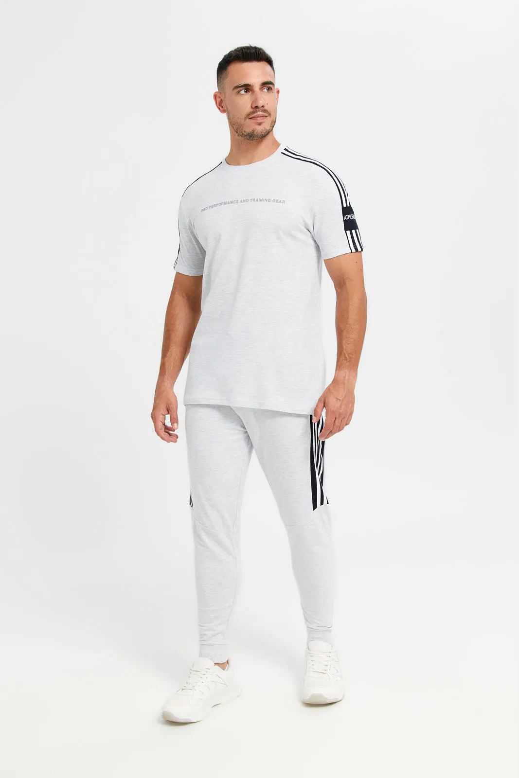 Men Grey Printed Active T-Shirt