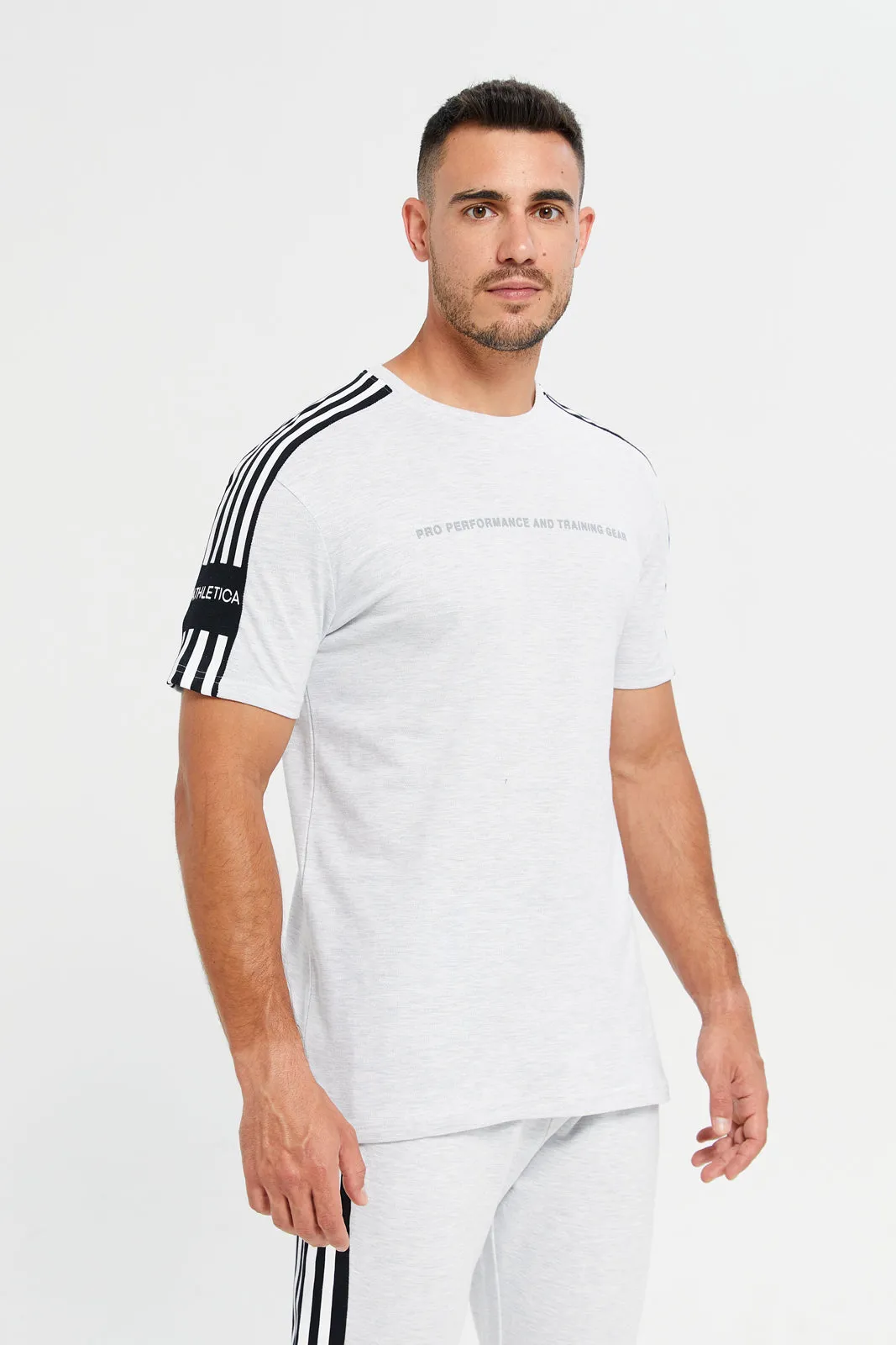 Men Grey Printed Active T-Shirt
