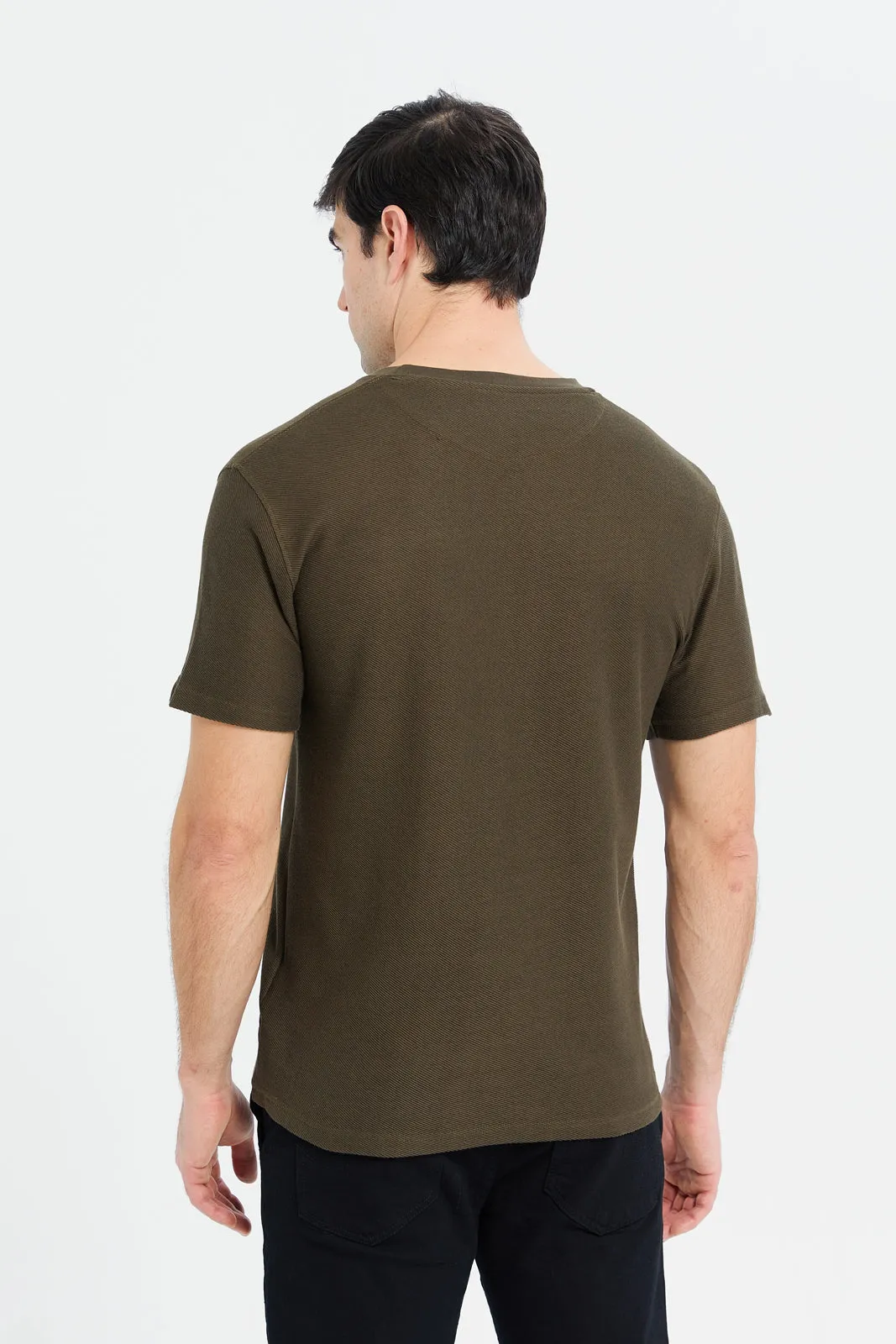 Men Olive Printed T-Shirt