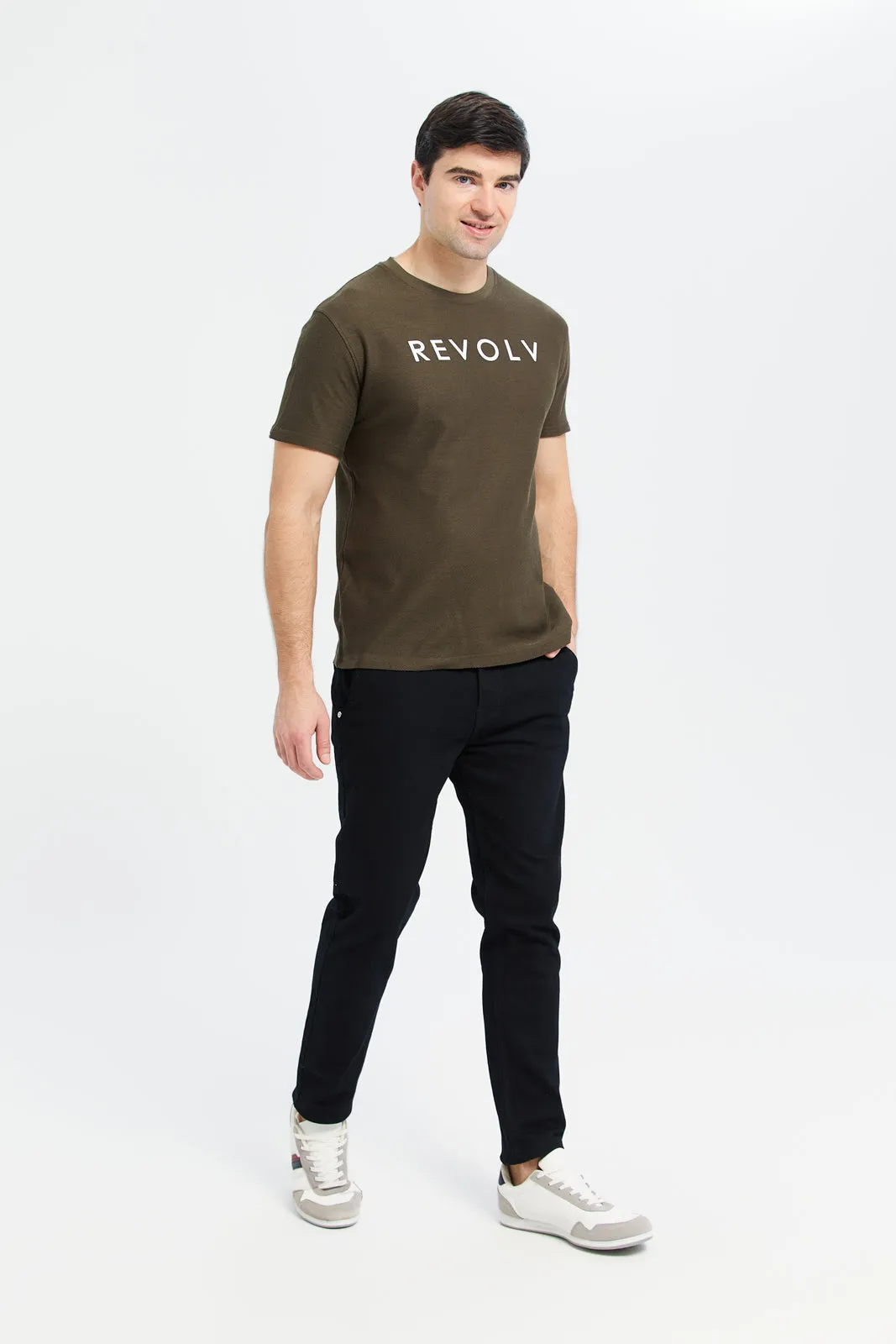 Men Olive Printed T-Shirt