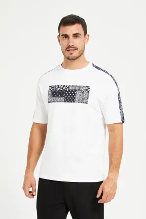 Men White Indigo Casual T-Shirt