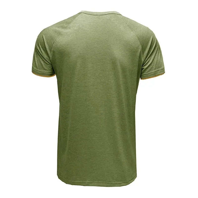 Men's Casual Contrasting Henley Collar Short Sleeve T-Shirt 80969924M