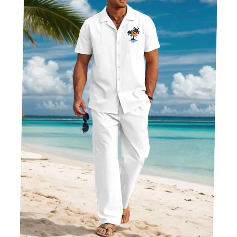 Men's Casual Printed Resort Suit 62875730YM