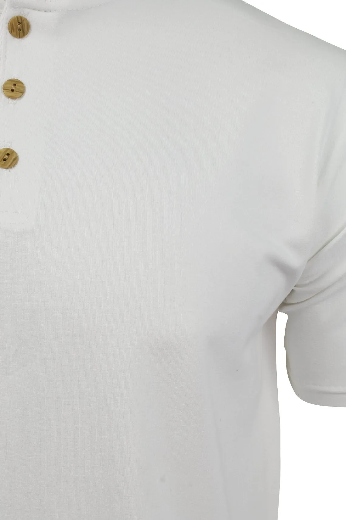 Mens Grandad T-Shirt by 'Xact' Short Sleeved (White)