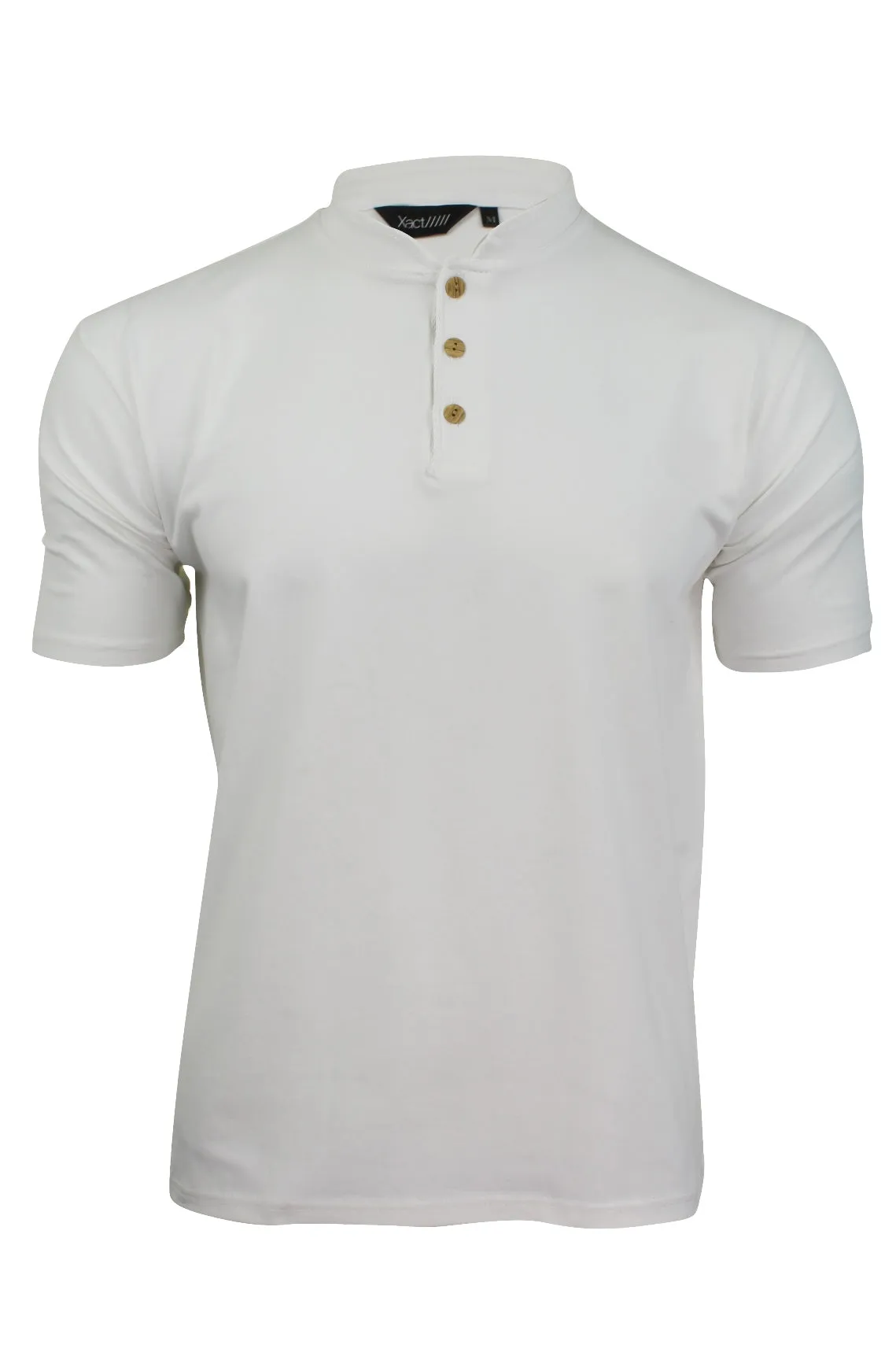 Mens Grandad T-Shirt by 'Xact' Short Sleeved (White)
