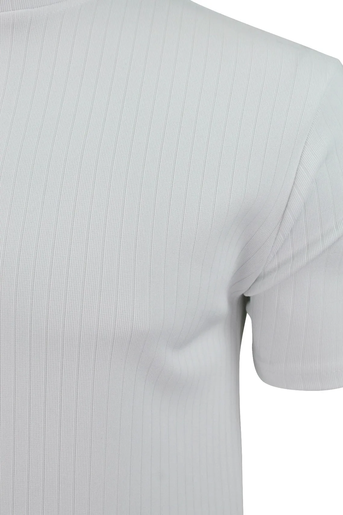 Mens Rib T-Shirt by Xact Clothing Crew Neck (White)