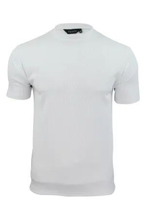 Mens Rib T-Shirt by Xact Clothing Crew Neck (White)