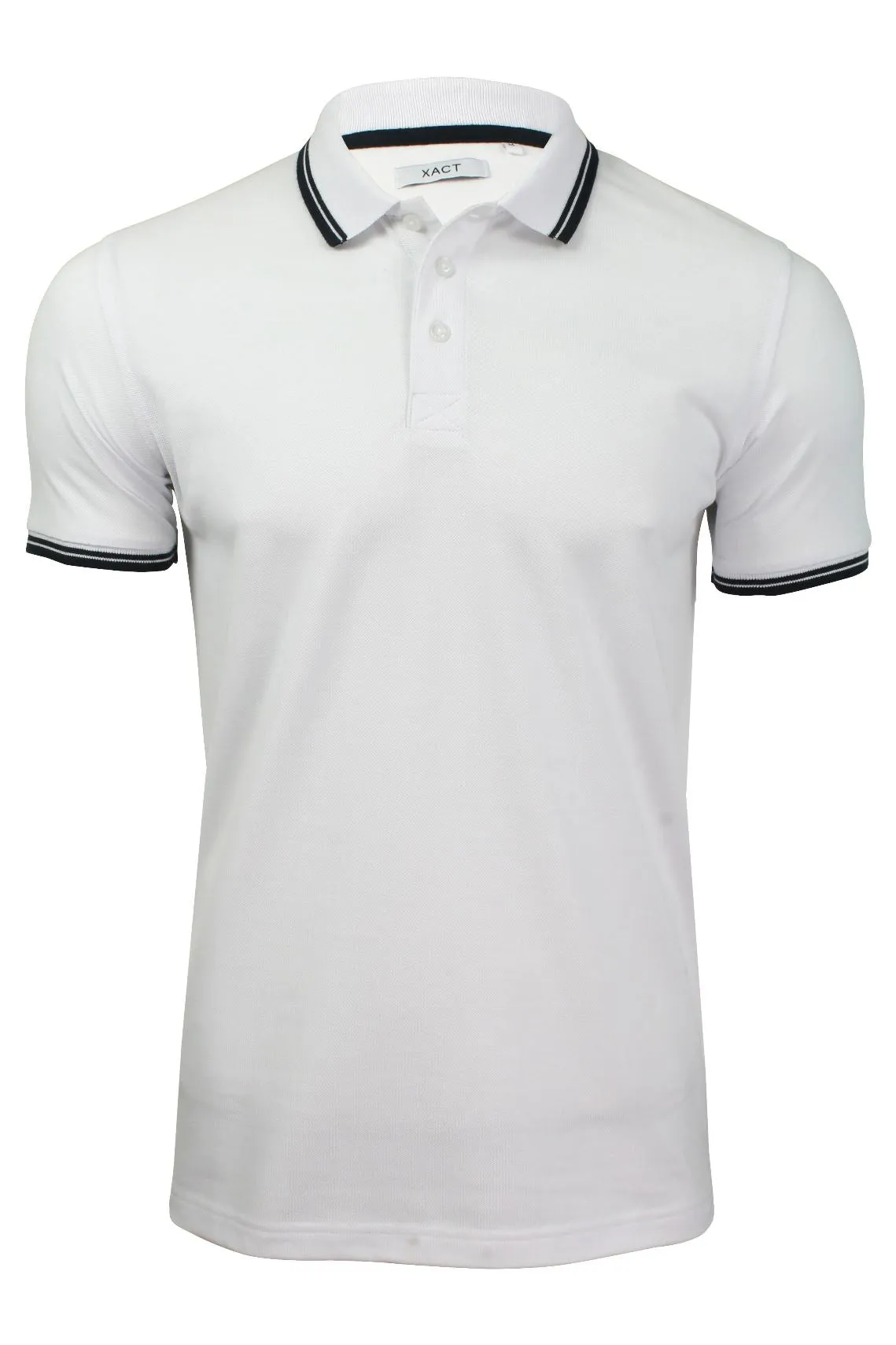 Mens Short Sleeved Twin Tipped Pique Polo T-Shirt by Xact (Optic White)