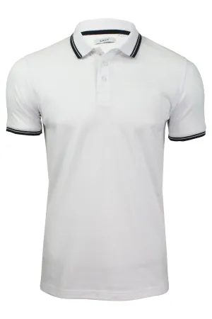 Mens Short Sleeved Twin Tipped Pique Polo T-Shirt by Xact (Optic White)