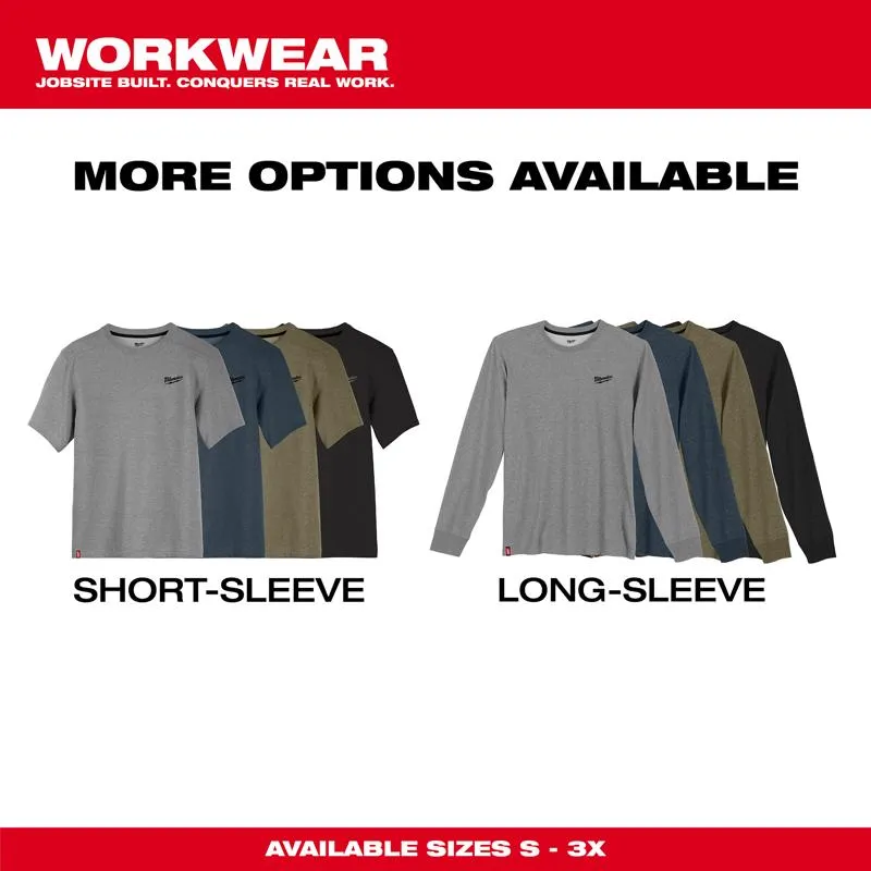 Milwaukee XL Short Sleeve Men's Crew Neck Gray Hybrid Work Tee Shirt