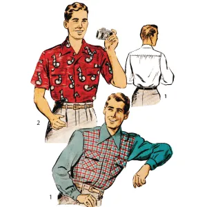 PDF -  1950s Sewing Pattern, Men’s Rockabilly Shirt - Chest: 42 – 44” (106-111cm) - Download