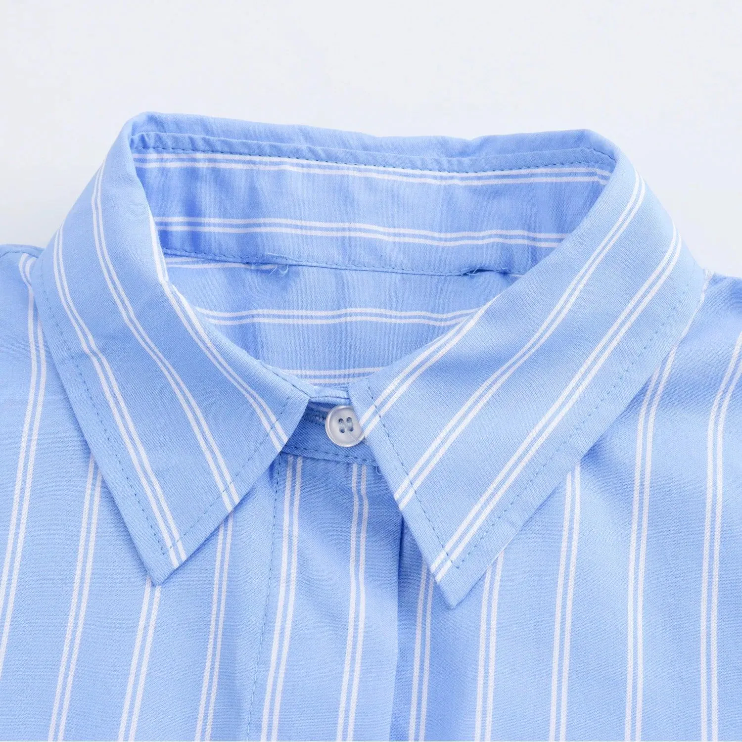 Pocket Poplin Shirt Collared Short Sleeve Front Button Tops