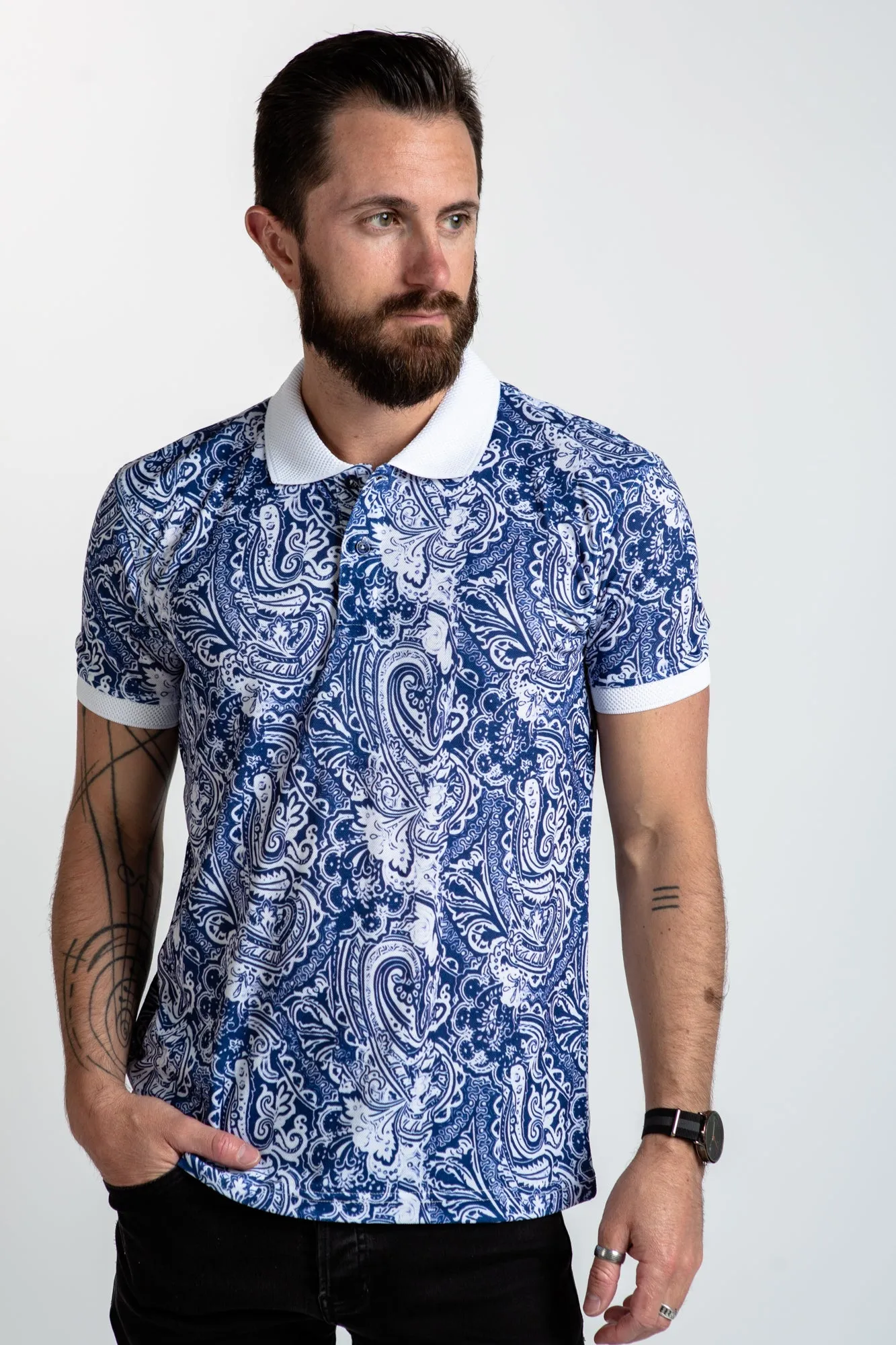 Polo Shirt - Ocean Paisley