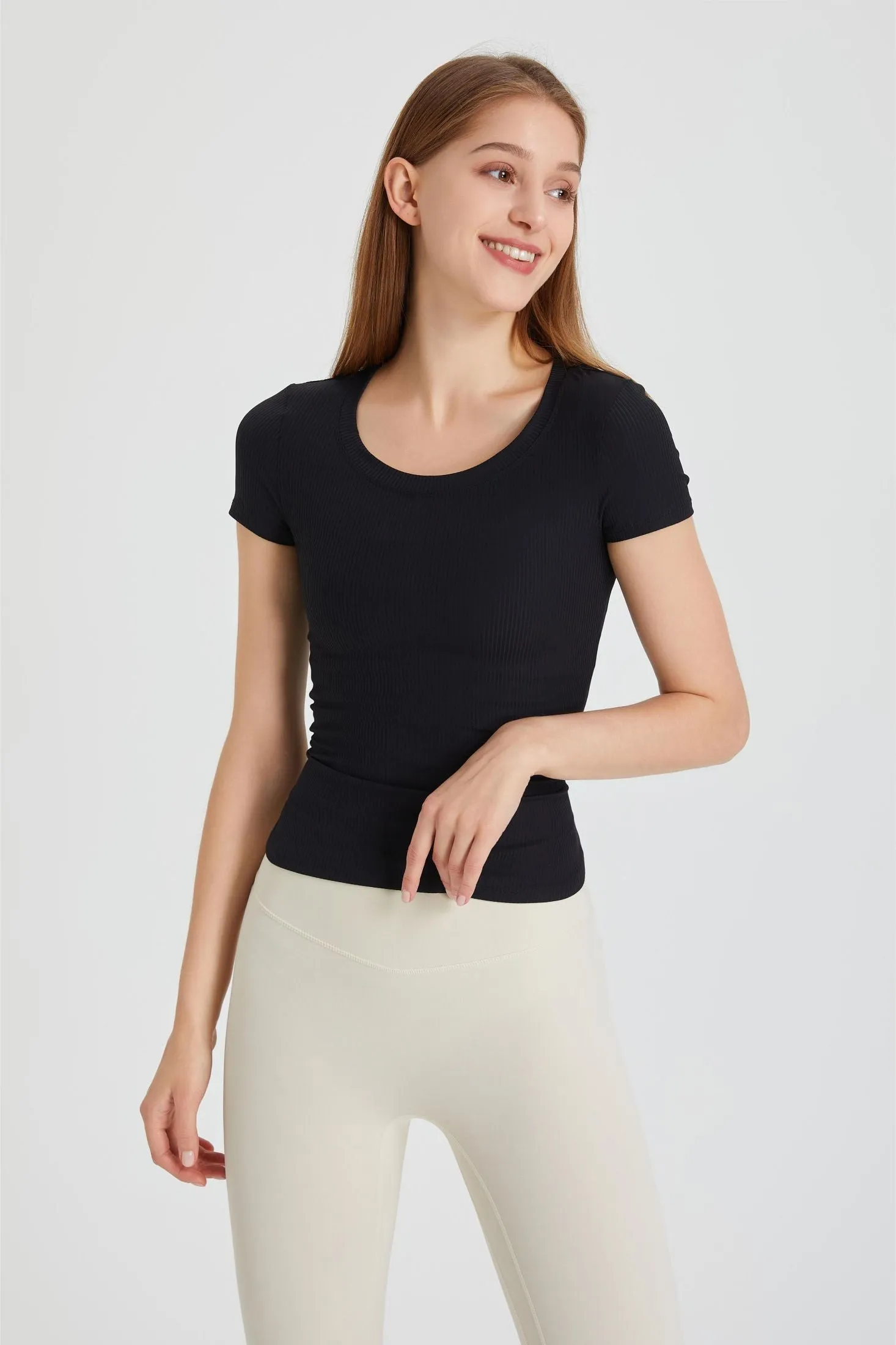 Ribbed Tunic Short Sleeve T-Shirt