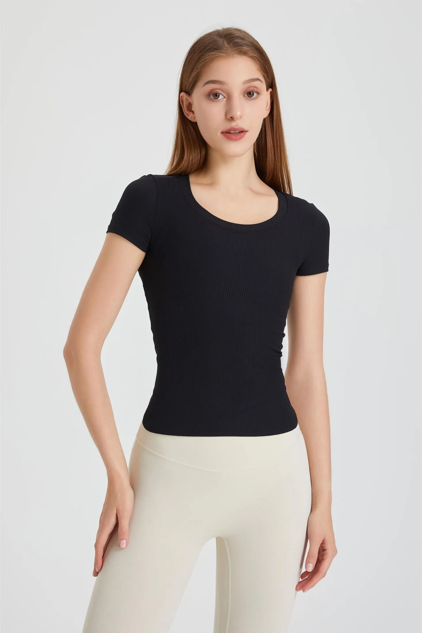 Ribbed Tunic Short Sleeve T-Shirt