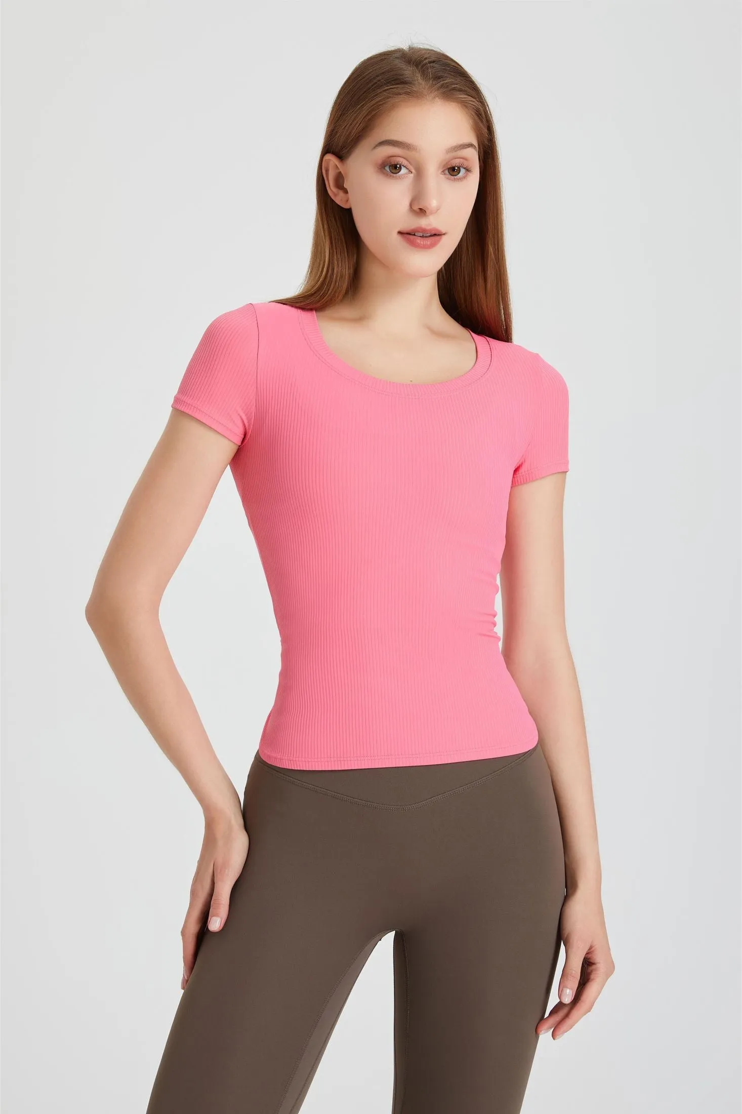 Ribbed Tunic Short Sleeve T-Shirt