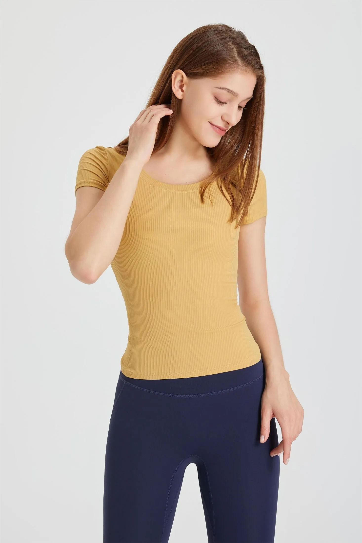 Ribbed Tunic Short Sleeve T-Shirt