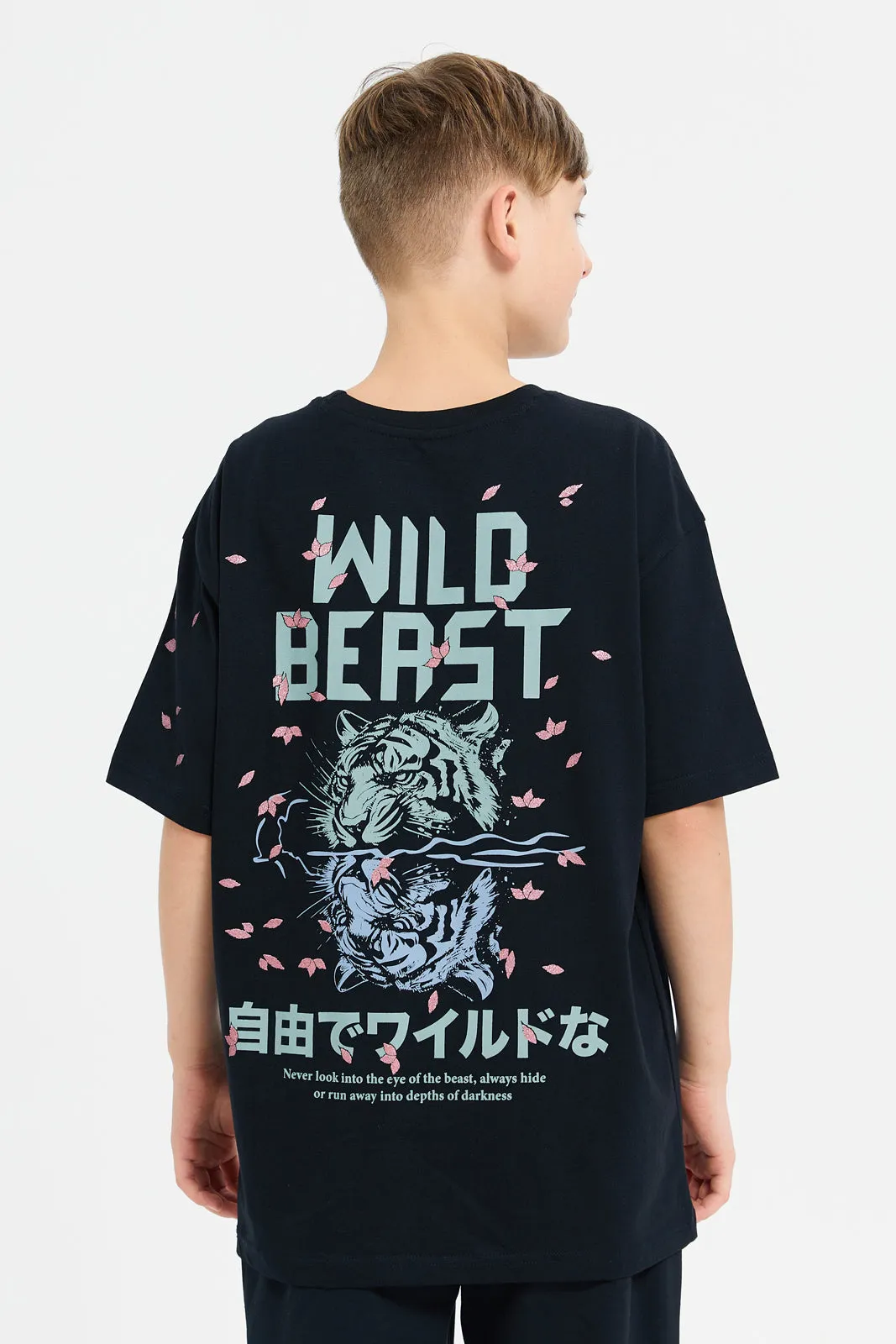 Senior Boys Black Wild Beast Oversize T-Shirt