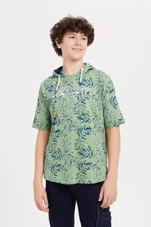 Senior Boys Olive Oversize Hooded T-Shirt