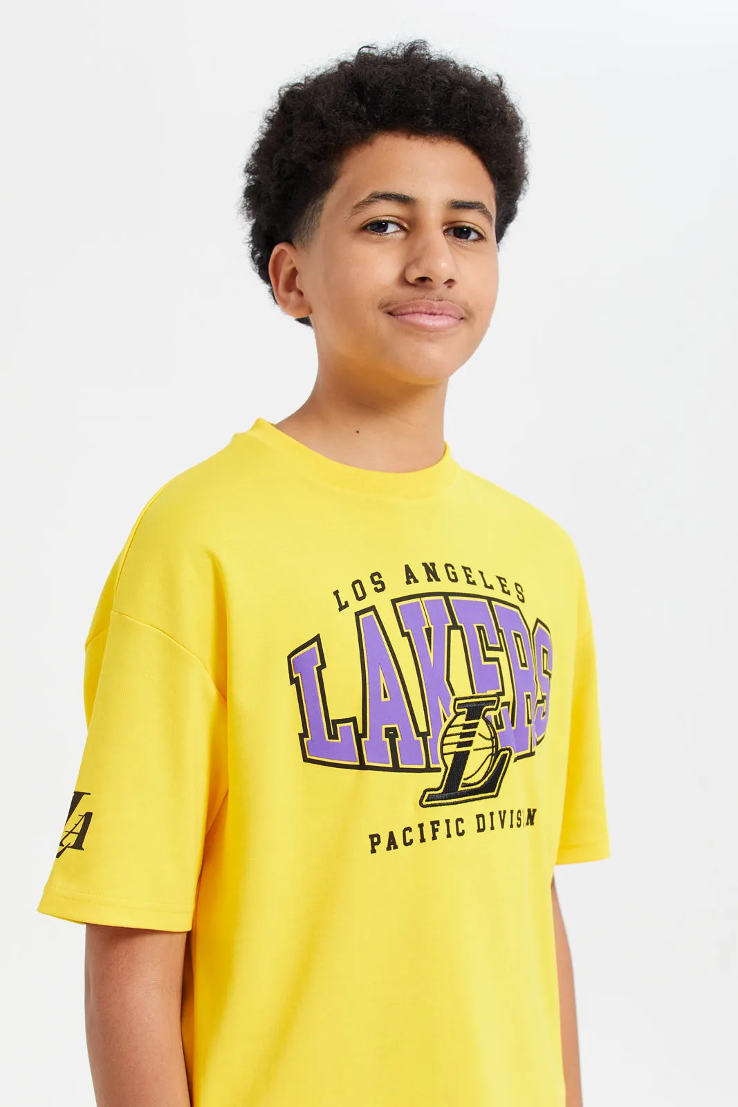 Senior Boys Yellow Lakers Printed T-Shirt